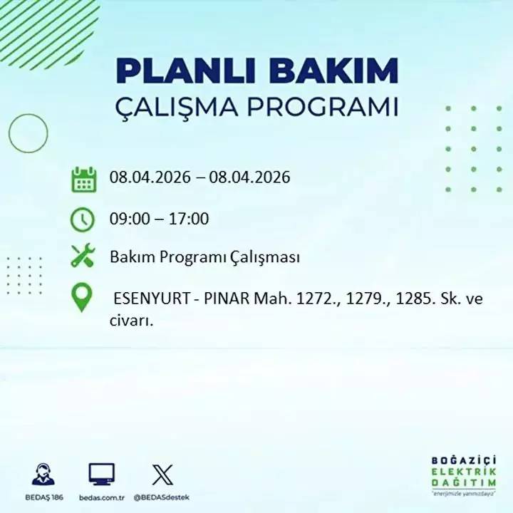 İstanbul'un 20 ilçesine elektirik verilmeyecek: İşte o ilçeler ve mahalleler... 21