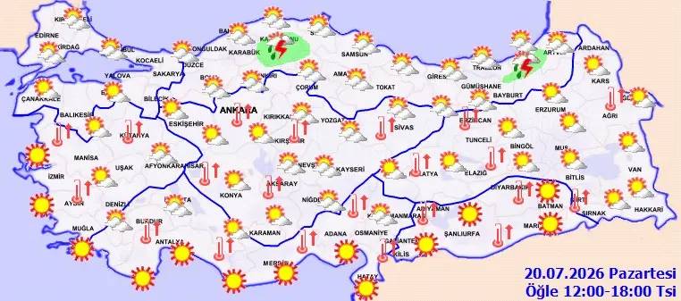 Türkiye hem yanıp hem serinleyecek: Kuvvetli yağmur ve sıcaklıklar geliyor! Bugün hava nasıl, pazartesi hava nasıl olacak? 4
