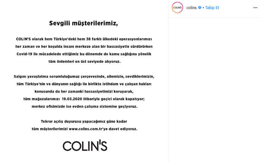 Koronavirüs önlemleri nedeniyle geçici olarak kapılarını kapatan mağazalar listesi 12