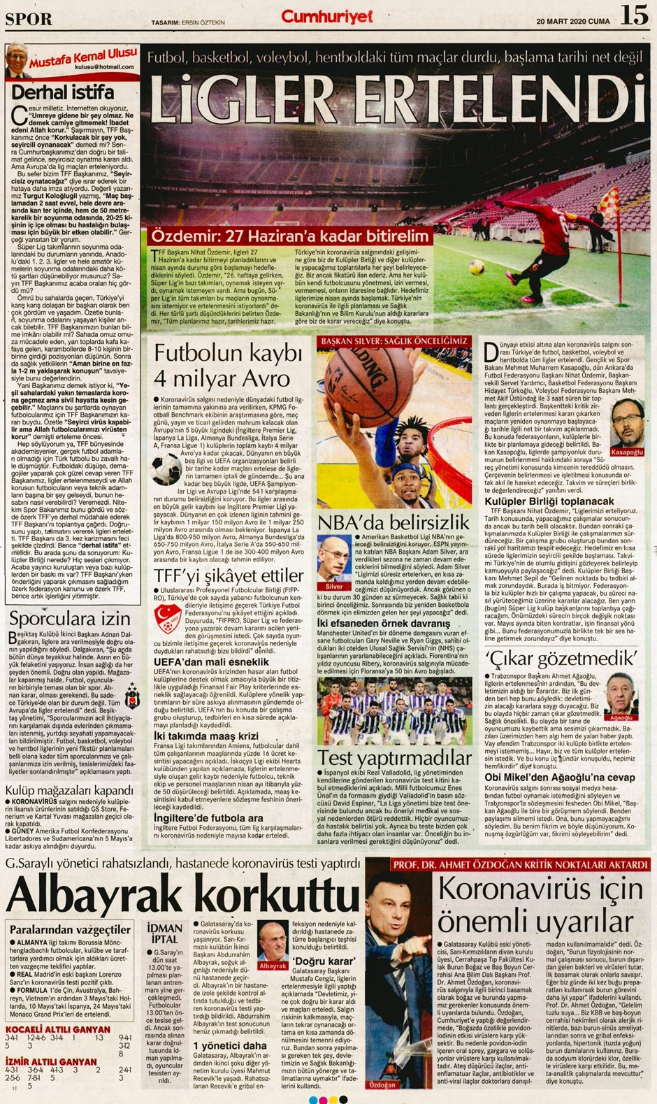 İşte 20 Mart günün spor manşetleri! Haftanın önemli spor gelişmeleri 3