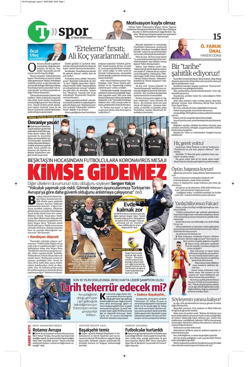 İşte 27 Mart günün spor manşetleri! Haftanın önemli spor gelişmeleri 12