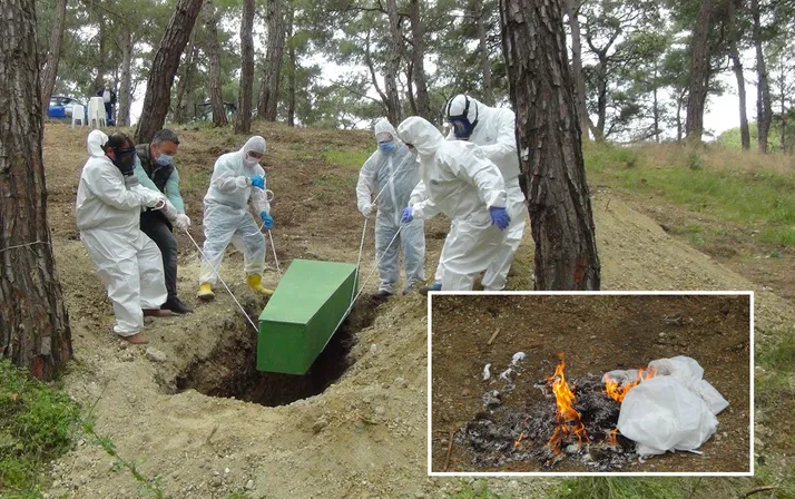 Antalya'da Kovid-19'dan ölen kişi böyle toprağa verildi 13