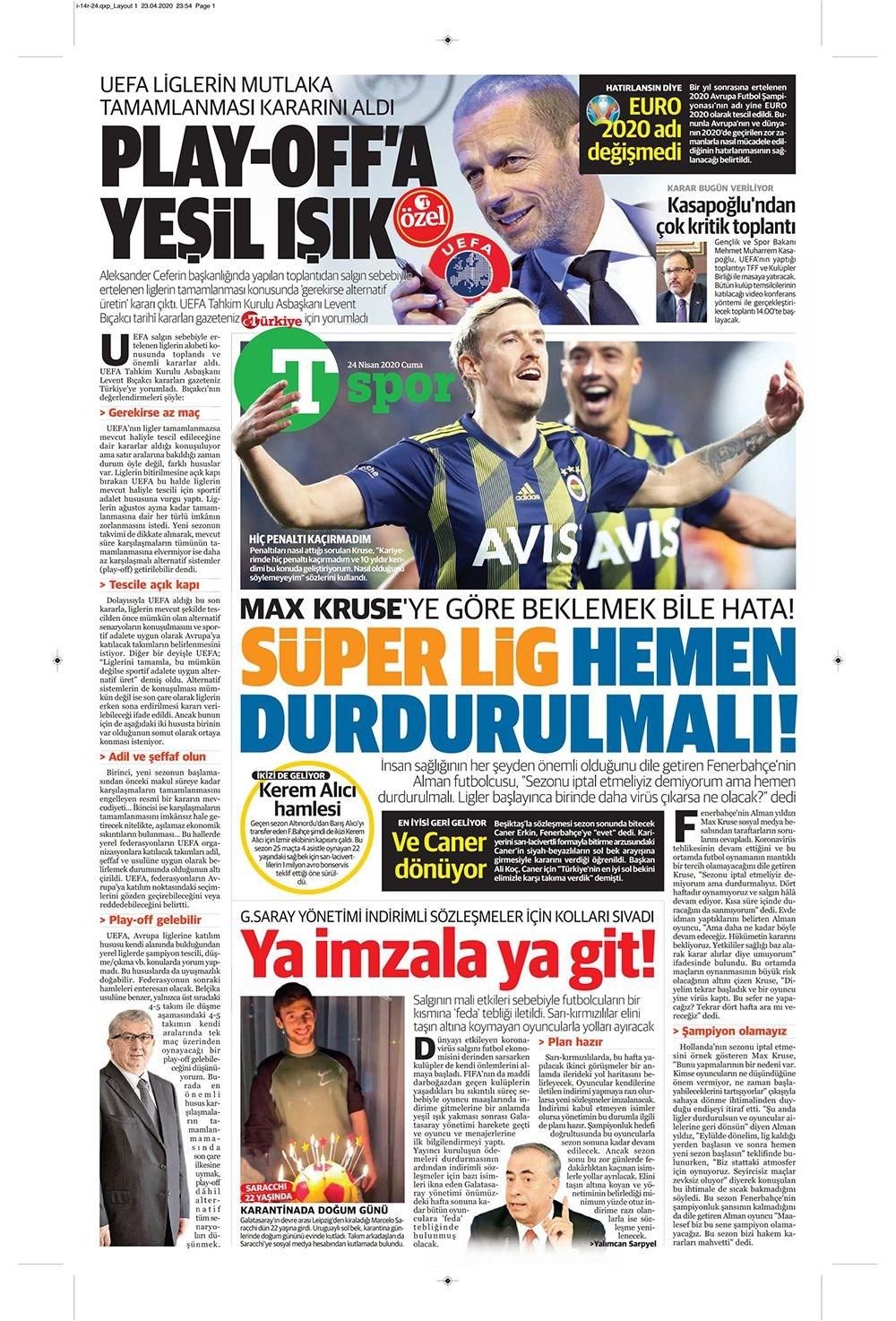 İşte 24 Nisan günün spor manşetleri! Haftanın önemli spor gelişmeleri 15