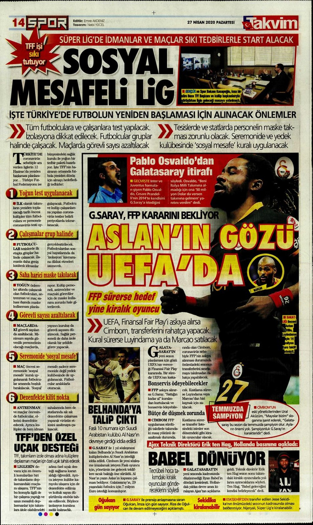 İşte 27 Nisan günün spor manşetleri! Haftanın önemli spor gelişmeleri 12