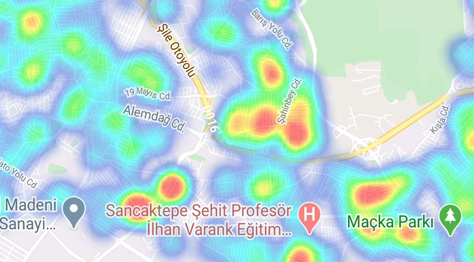 "Hayat Eve Sığar" uygulamasına göre ilçe ilçe İstanbul'un koronavirüs yoğunluk haritası 16