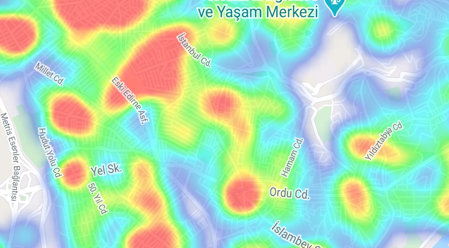 "Hayat Eve Sığar" uygulamasına göre ilçe ilçe İstanbul'un koronavirüs yoğunluk haritası 21