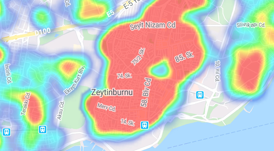 "Hayat Eve Sığar" uygulamasına göre ilçe ilçe İstanbul'un koronavirüs yoğunluk haritası 39