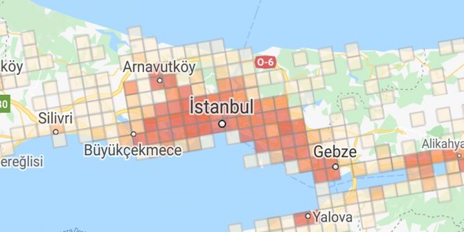 "Hayat Eve Sığar" uygulamasına göre ilçe ilçe İstanbul'un koronavirüs yoğunluk haritası