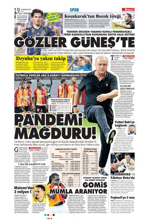 10 Temmuz günün spor manşetleri! 8