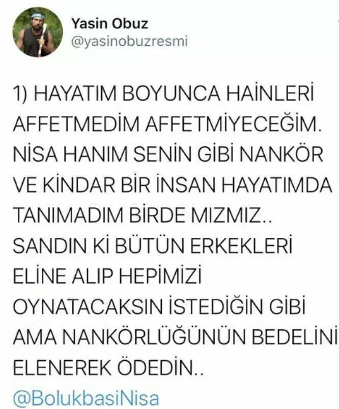 Yasin Obuz, Nisa'ya verdi veriştirdi! 2