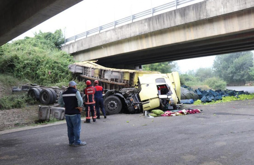 Sabah saatlerinde feci kaza! Biber yüklü TIR köprüden uçtu 7