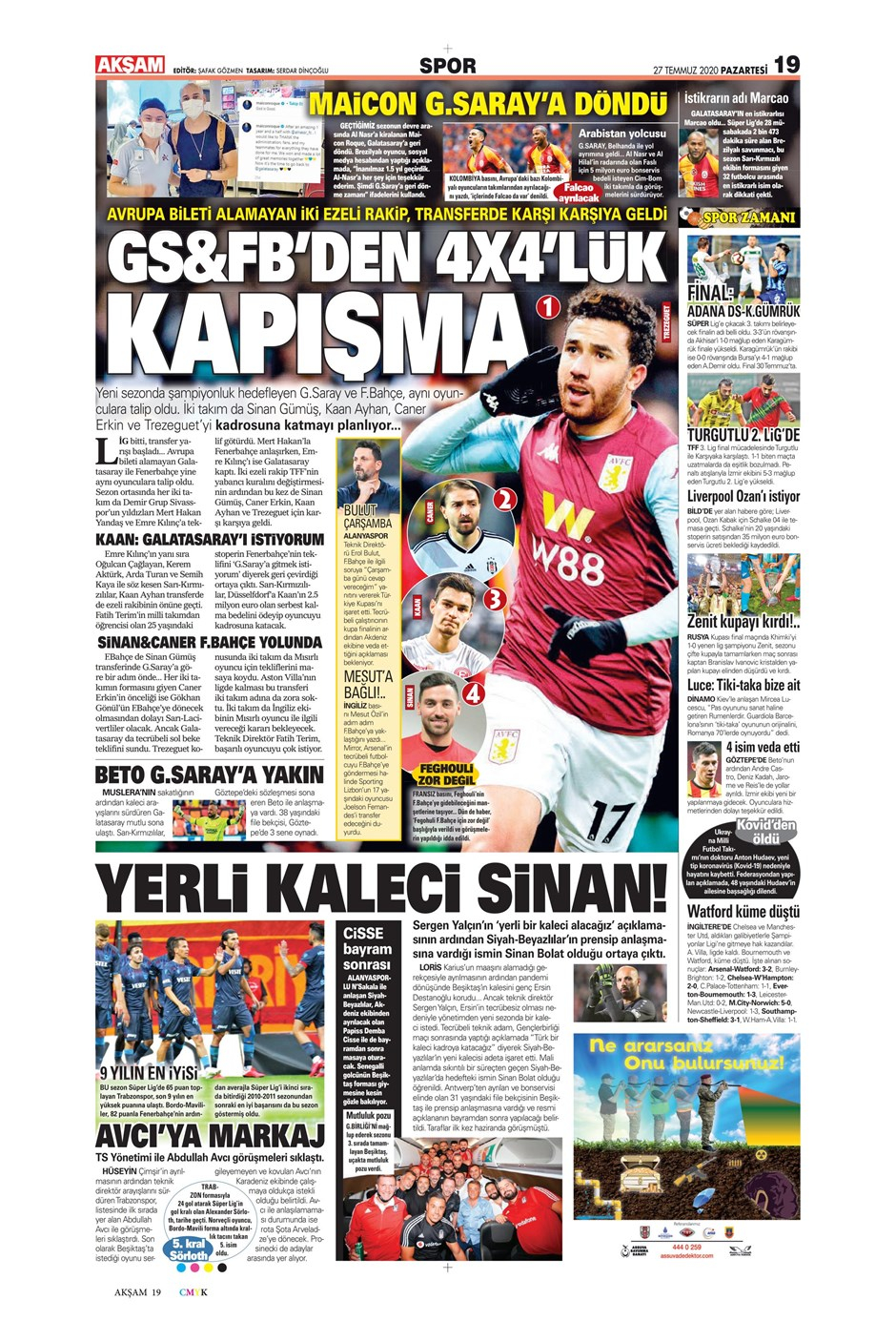 İşte 27 Temmuz günün spor manşetleri! Haftanın önemli spor gelişmeleri 11