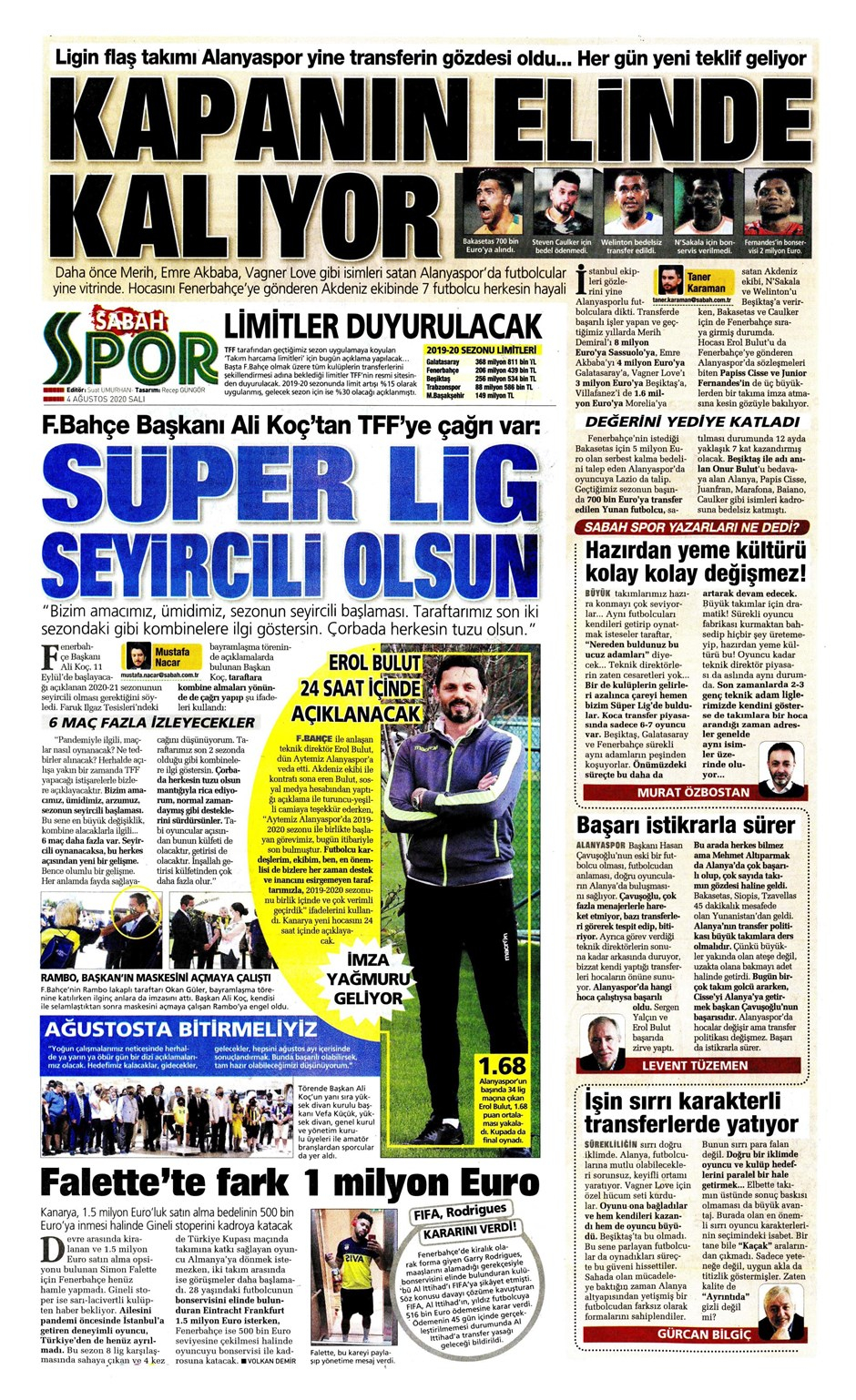 İşte 04 Ağustos günün spor manşetleri! Haftanın önemli spor gelişmeleri 3