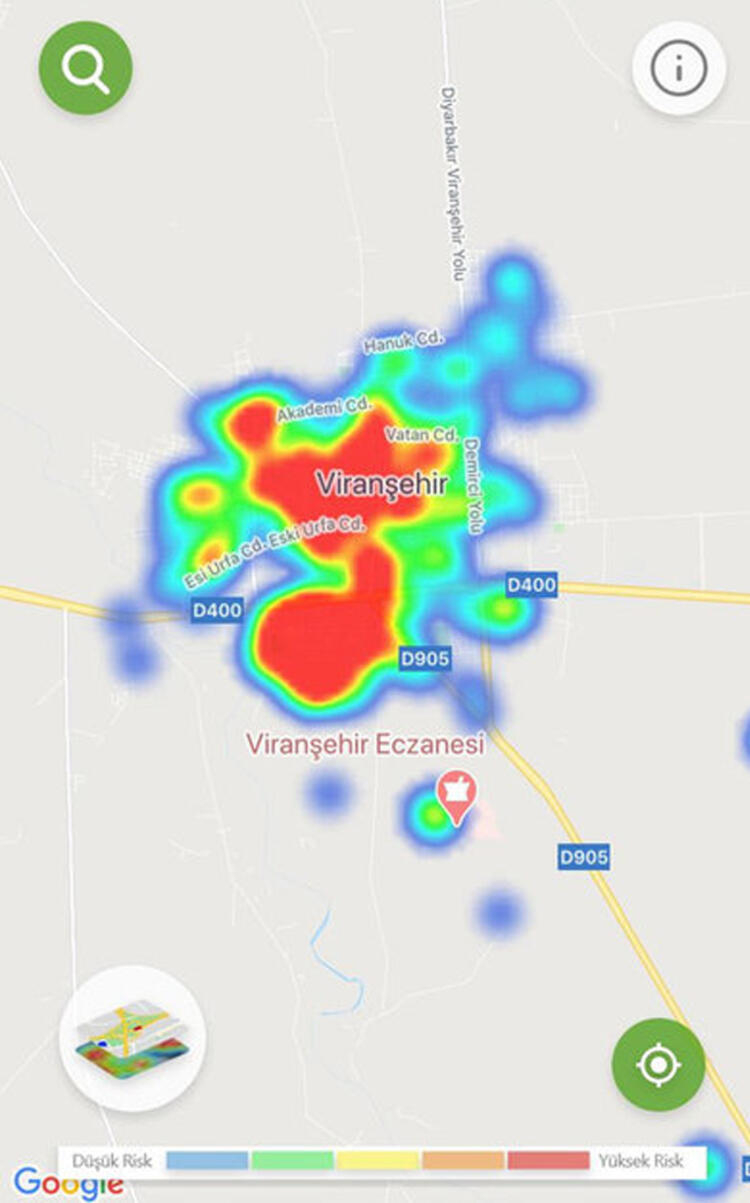 İlçelere göre koronavirüs yoğunluk haritası 44