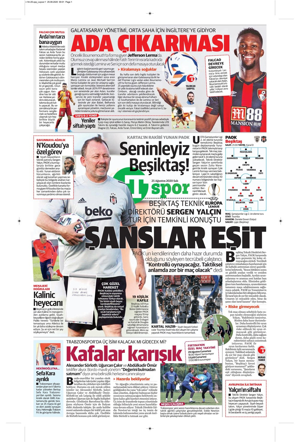 25 Ağustos spor manşetleri | 25 Ağustos spor gazeteleri sayfaları 5