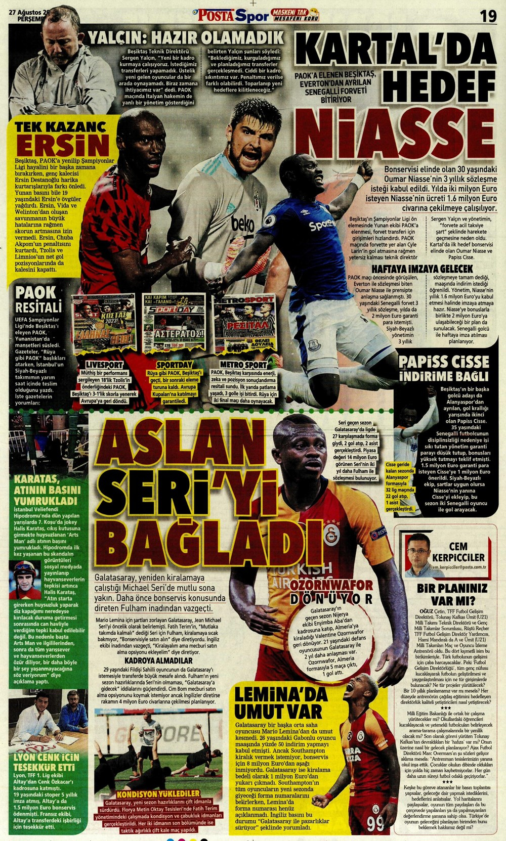 27 Ağustos spor manşetleri | 27 Ağustos spor gazetesi sayfaları 6