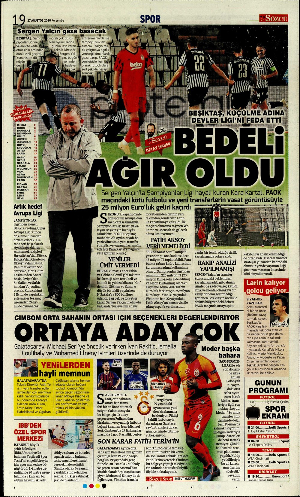 28 Ağustos spor manşetleri | 28 Ağustos spor gazetesi sayfaları 19