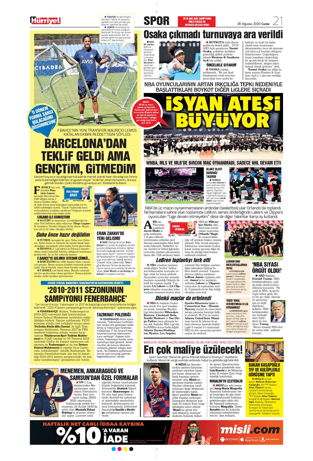 29 Ağustos spor manşetleri | 29 Ağustos spor gazetesi sayfaları 13