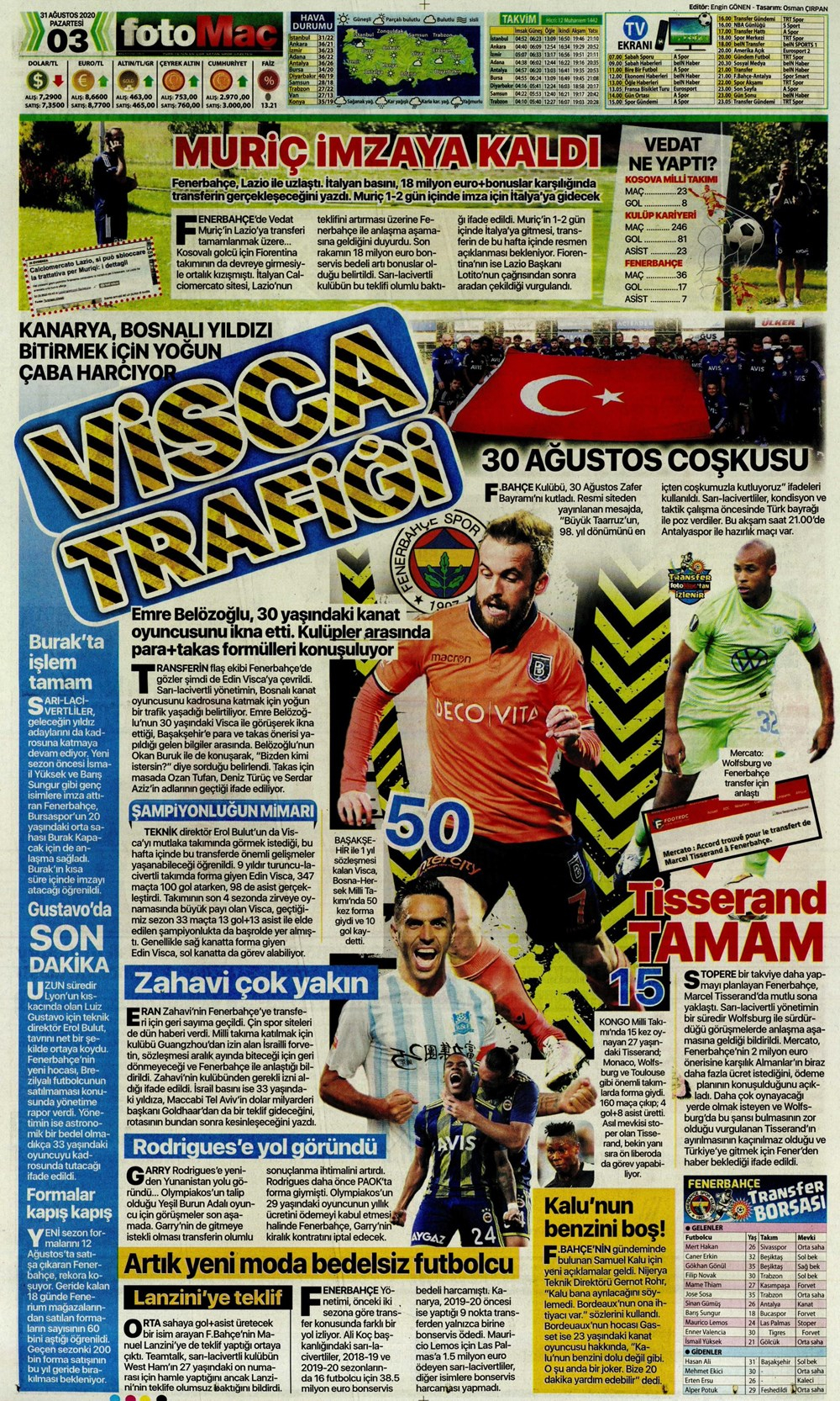 31 Ağustos spor manşetleri | 31 Ağustos spor gazetesi sayfaları 1