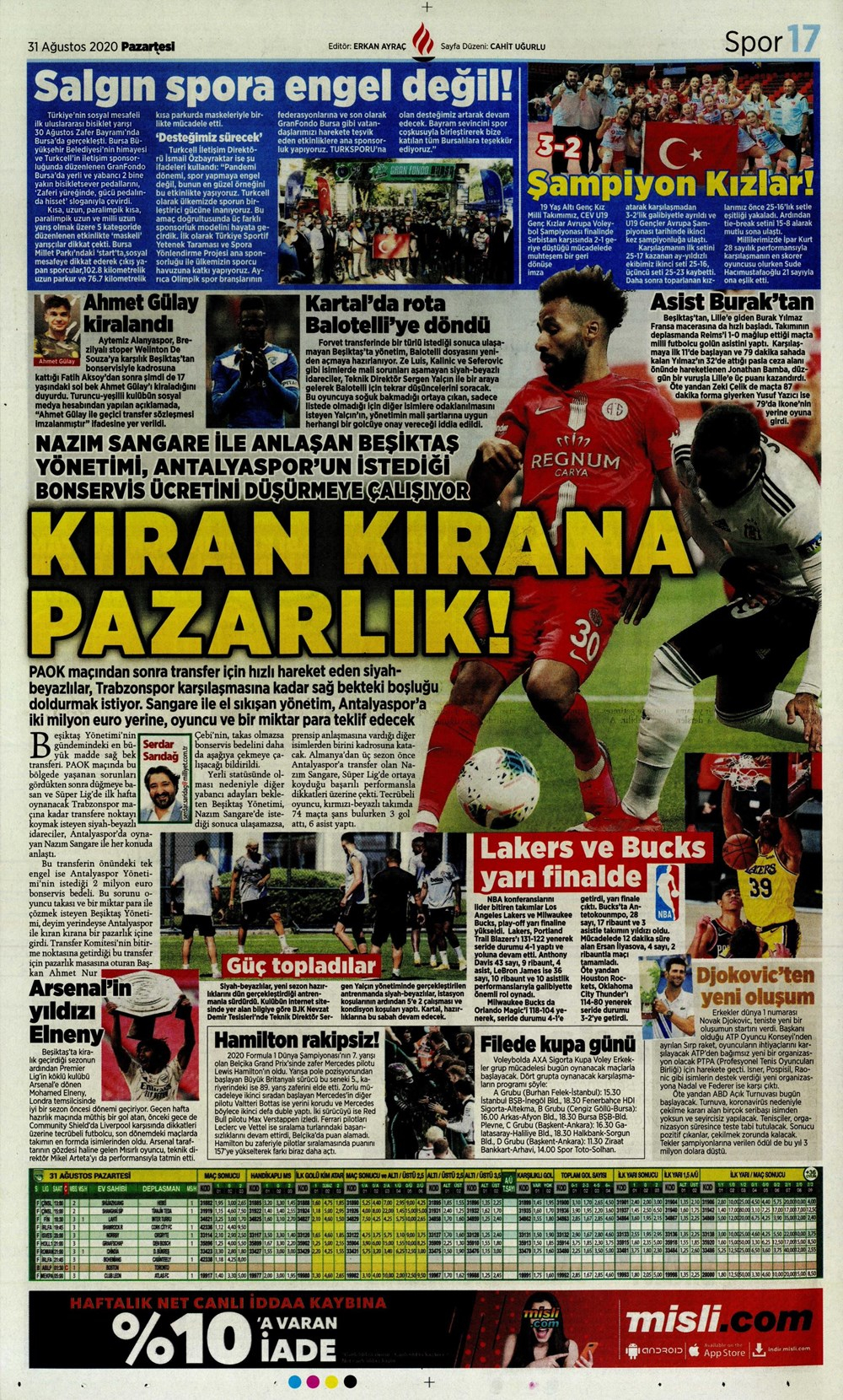 31 Ağustos spor manşetleri | 31 Ağustos spor gazetesi sayfaları 7