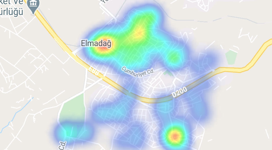 Koronavirüste artışın en fazla yaşandığı Ankara'nın ilçe yoğunluk haritası 10