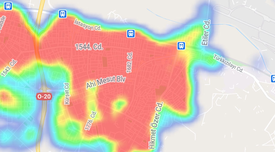 Koronavirüste artışın en fazla yaşandığı Ankara'nın ilçe yoğunluk haritası 11