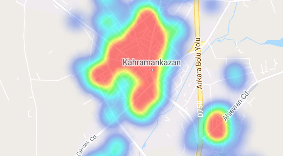 Koronavirüste artışın en fazla yaşandığı Ankara'nın ilçe yoğunluk haritası 17