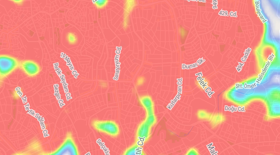 Koronavirüste artışın en fazla yaşandığı Ankara'nın ilçe yoğunluk haritası 18