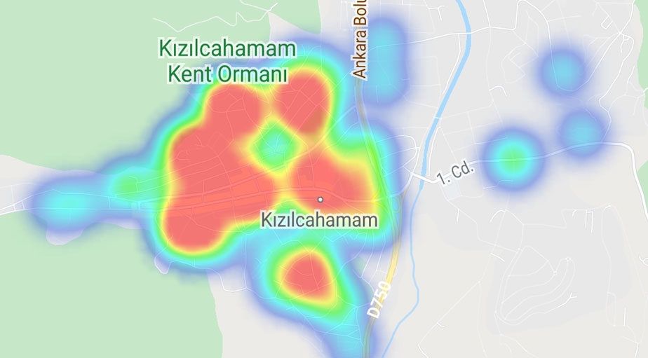 Koronavirüste artışın en fazla yaşandığı Ankara'nın ilçe yoğunluk haritası 19