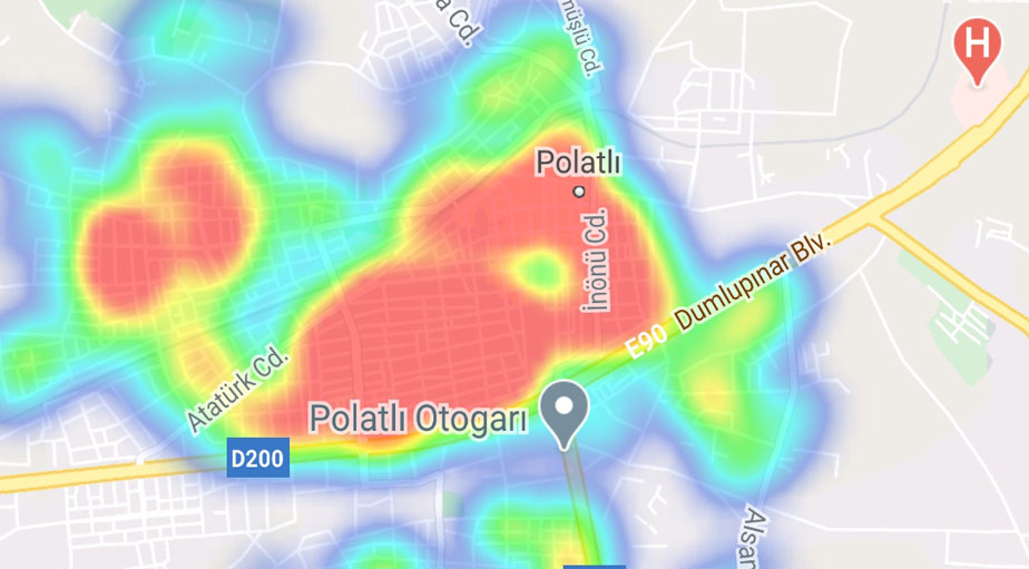 Koronavirüste artışın en fazla yaşandığı Ankara'nın ilçe yoğunluk haritası 22