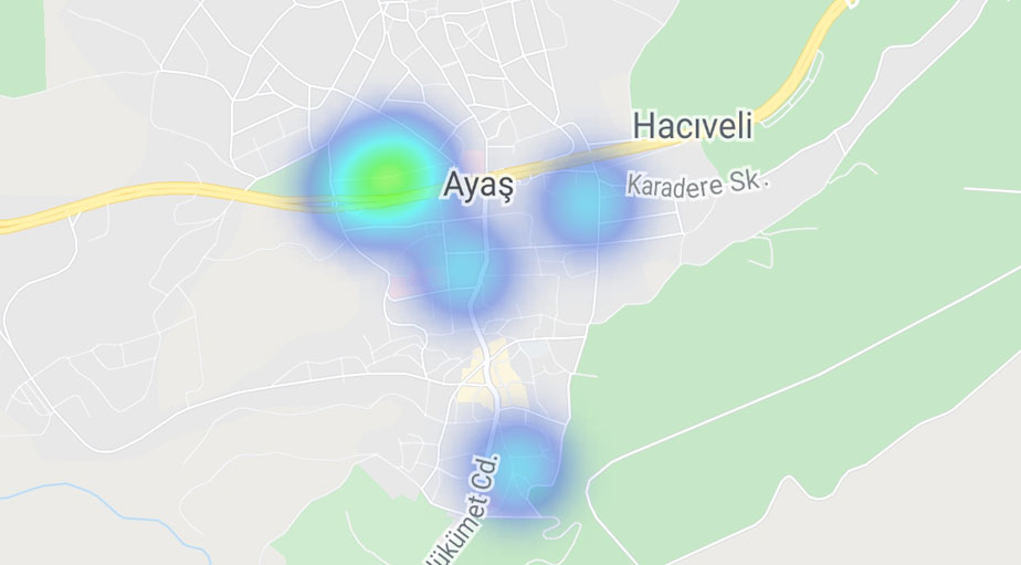 Koronavirüste artışın en fazla yaşandığı Ankara'nın ilçe yoğunluk haritası 4