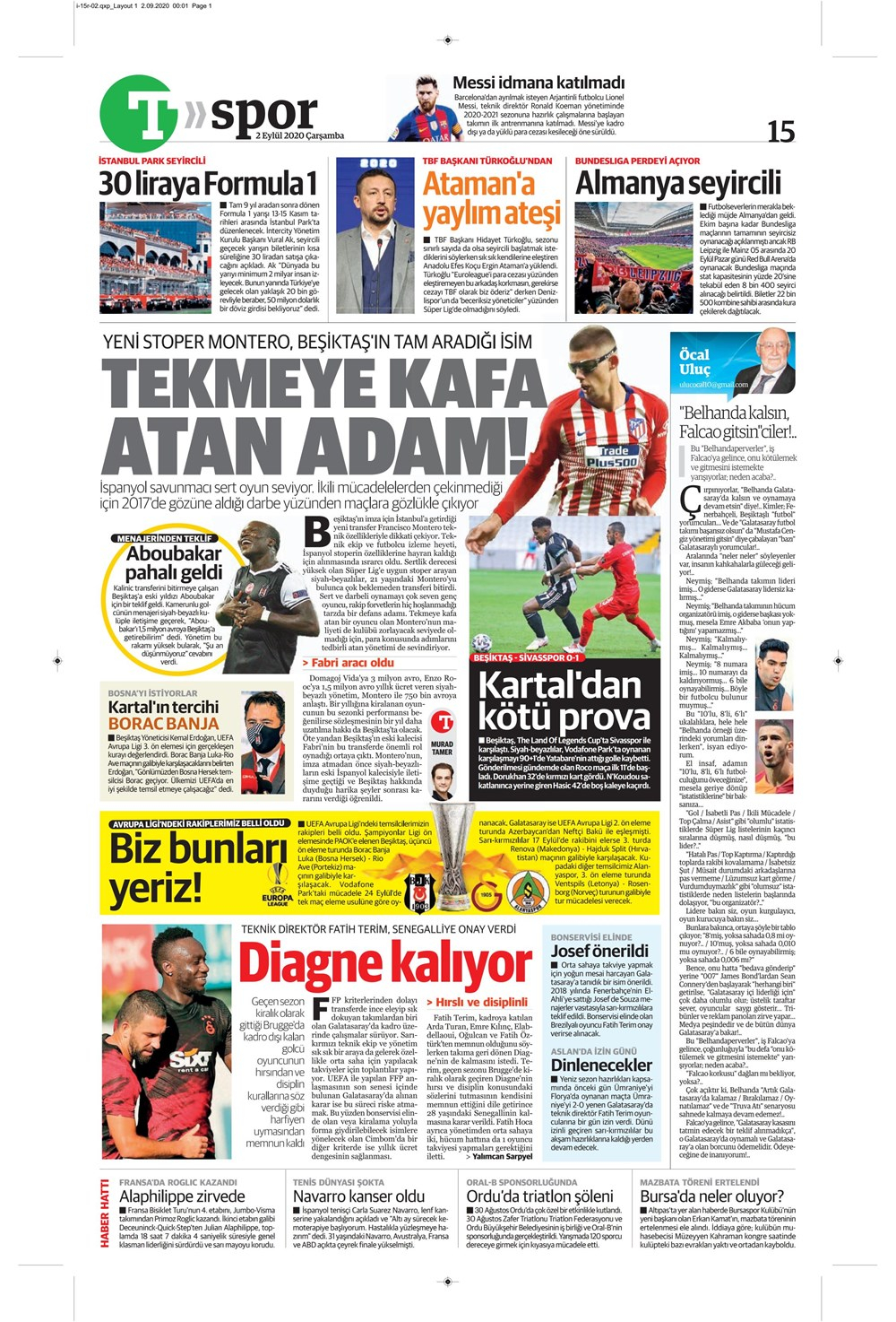 2 Eylül spor manşetleri | 2 Eylül spor gazetesi sayfaları 2