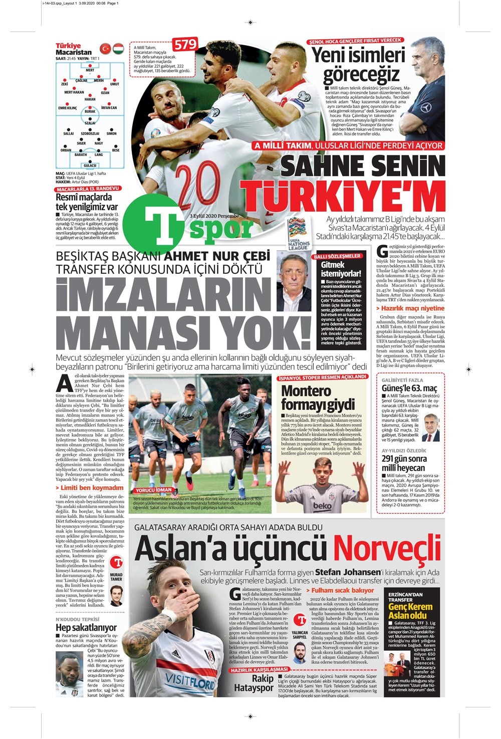 3 Eylül spor manşetleri | 3 Eylül spor gazetesi sayfaları 8