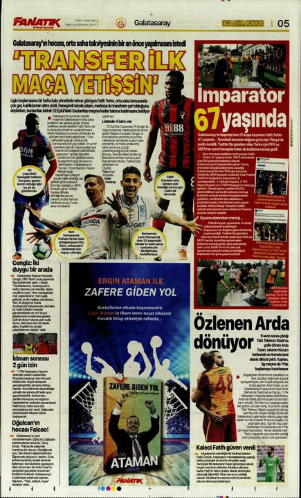 Yeni günün spor manşetleri (5 Eylül 2020 Cumartesi) 16