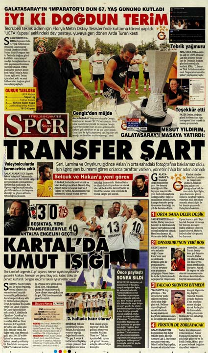 Yeni günün spor manşetleri (5 Eylül 2020 Cumartesi) 19