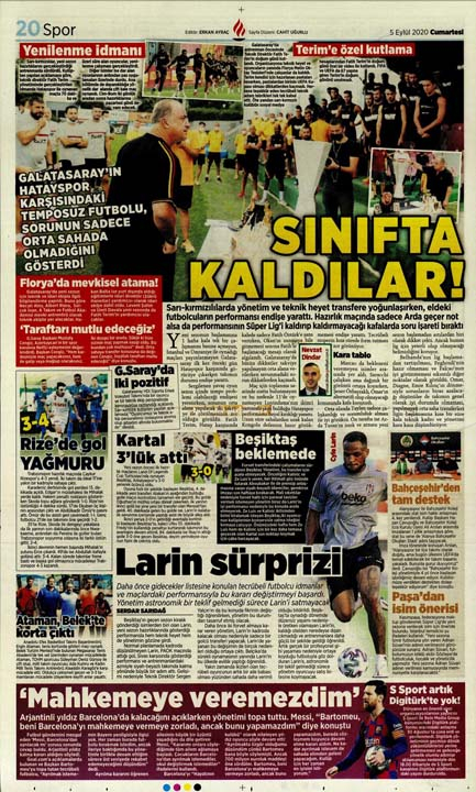 Yeni günün spor manşetleri (5 Eylül 2020 Cumartesi) 3