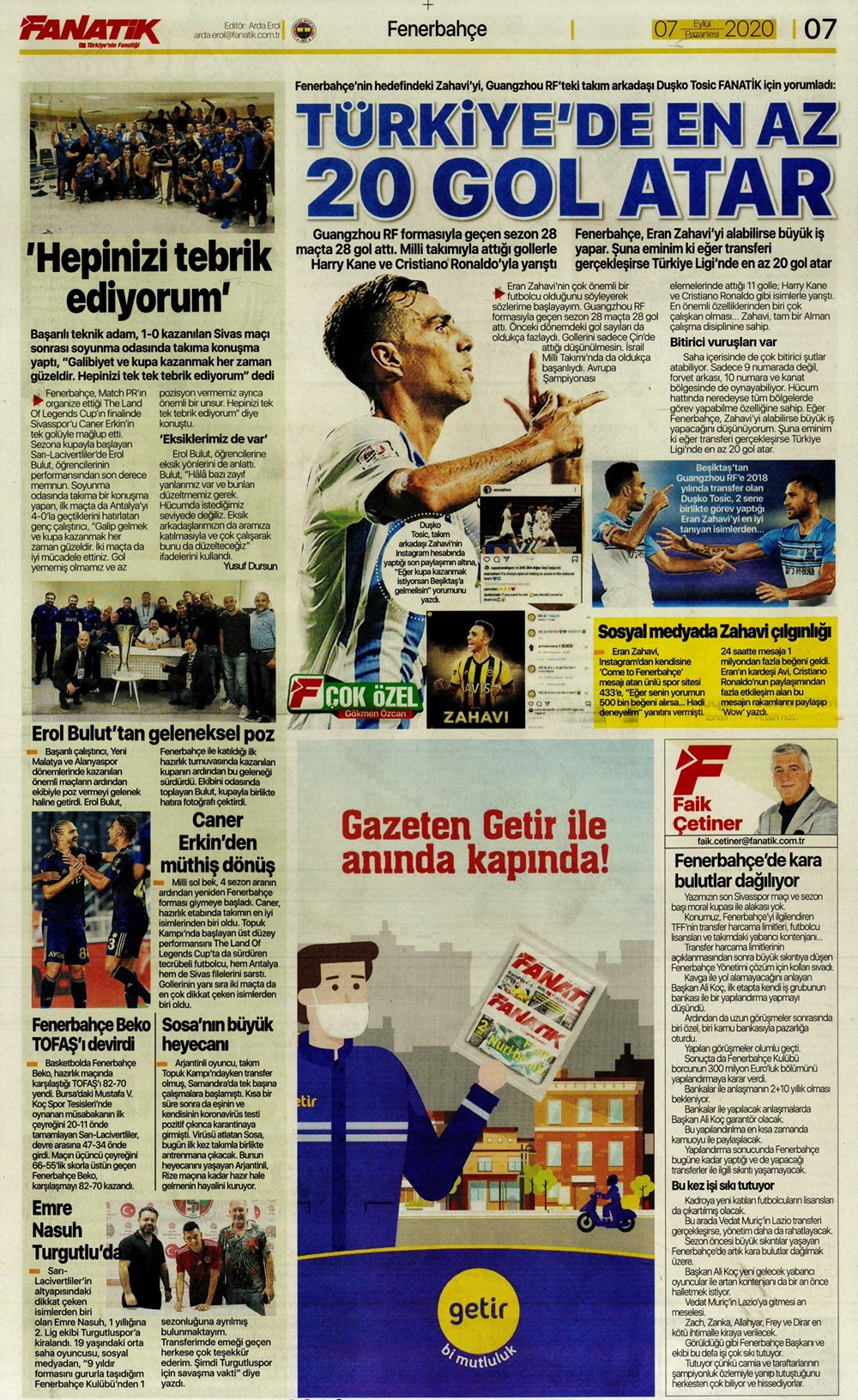 7 Eylül spor manşetleri | 7 Eylül spor gazetesi sayfaları 14