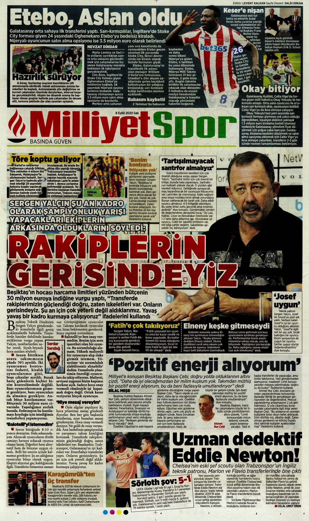 8 Eylül spor manşetleri | 8 Eylül spor gazetesi sayfaları 16