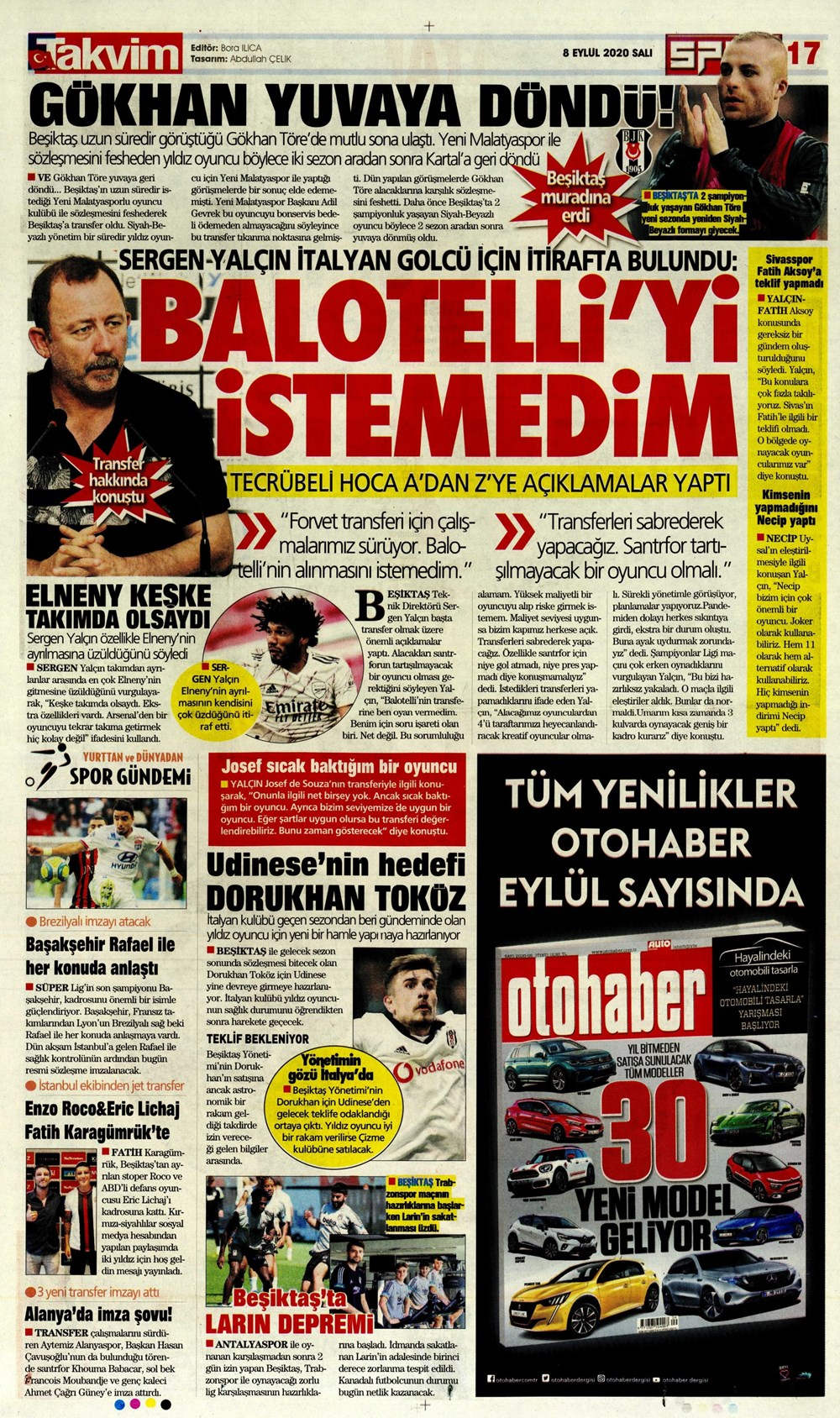 8 Eylül spor manşetleri | 8 Eylül spor gazetesi sayfaları 3