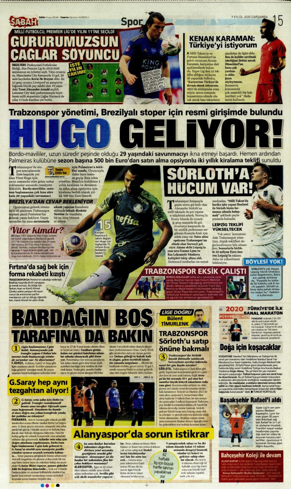 9 Eylül günün spor manşetleri | 9 Eylül spor gazetesi sayfaları 10