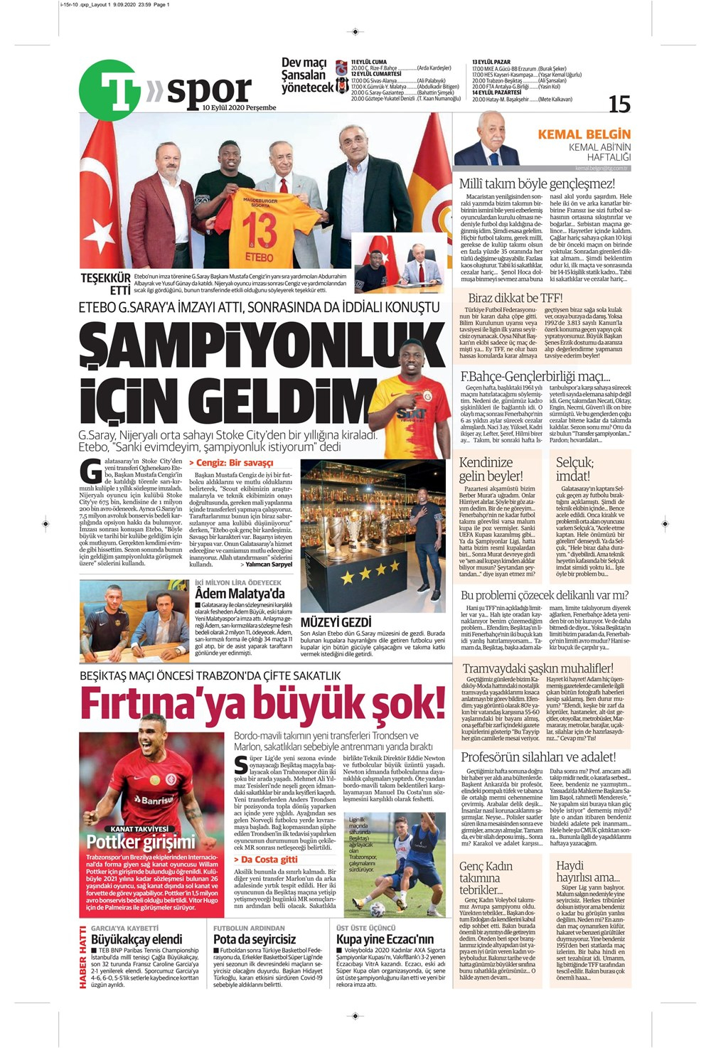 10 Eylül spor manşetleri | 10 Eylül spor gazetesi sayfaları 3