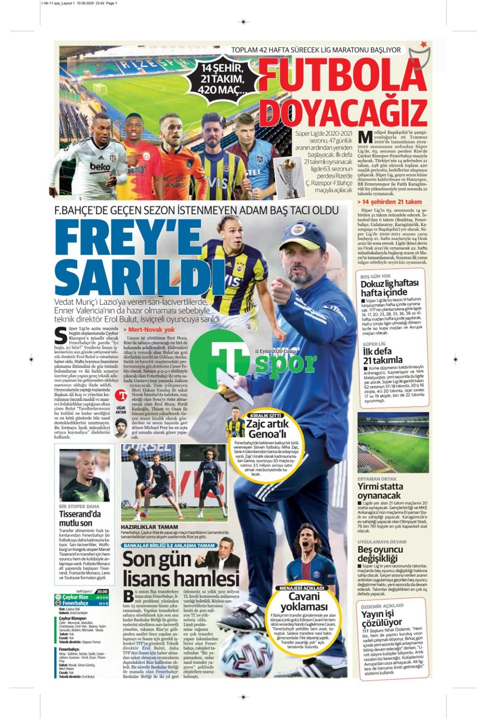 11 Eylül spor manşetleri | 11 Eylül spor gazetesi sayfaları 1