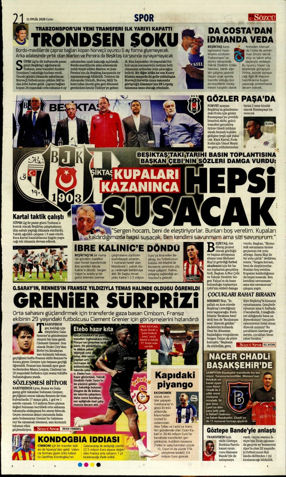 11 Eylül spor manşetleri | 11 Eylül spor gazetesi sayfaları 14