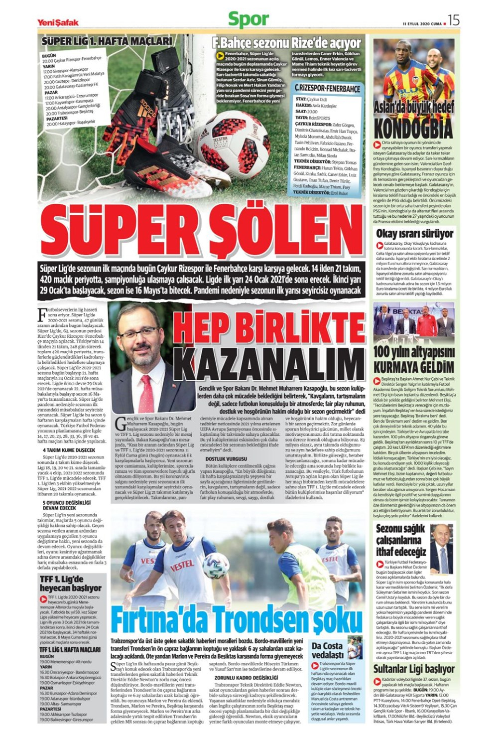 11 Eylül spor manşetleri | 11 Eylül spor gazetesi sayfaları 2