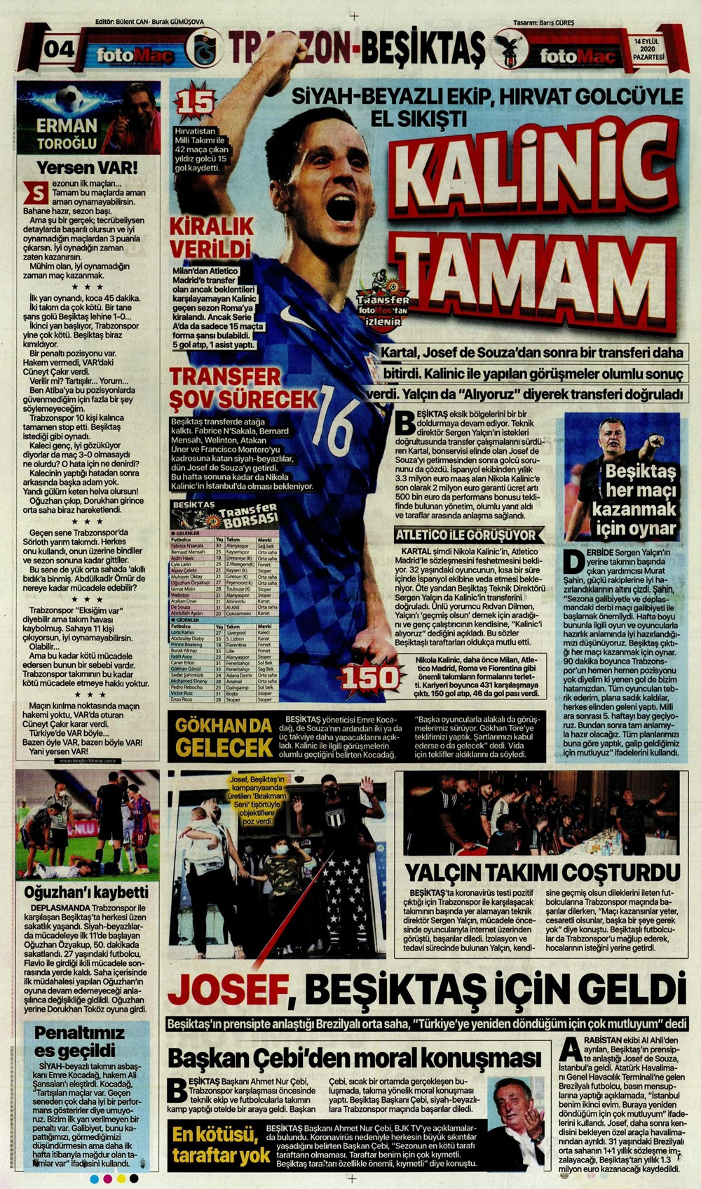 14 Eylül spor manşetleri | 14 Eylül spor gazetesi sayfaları 14