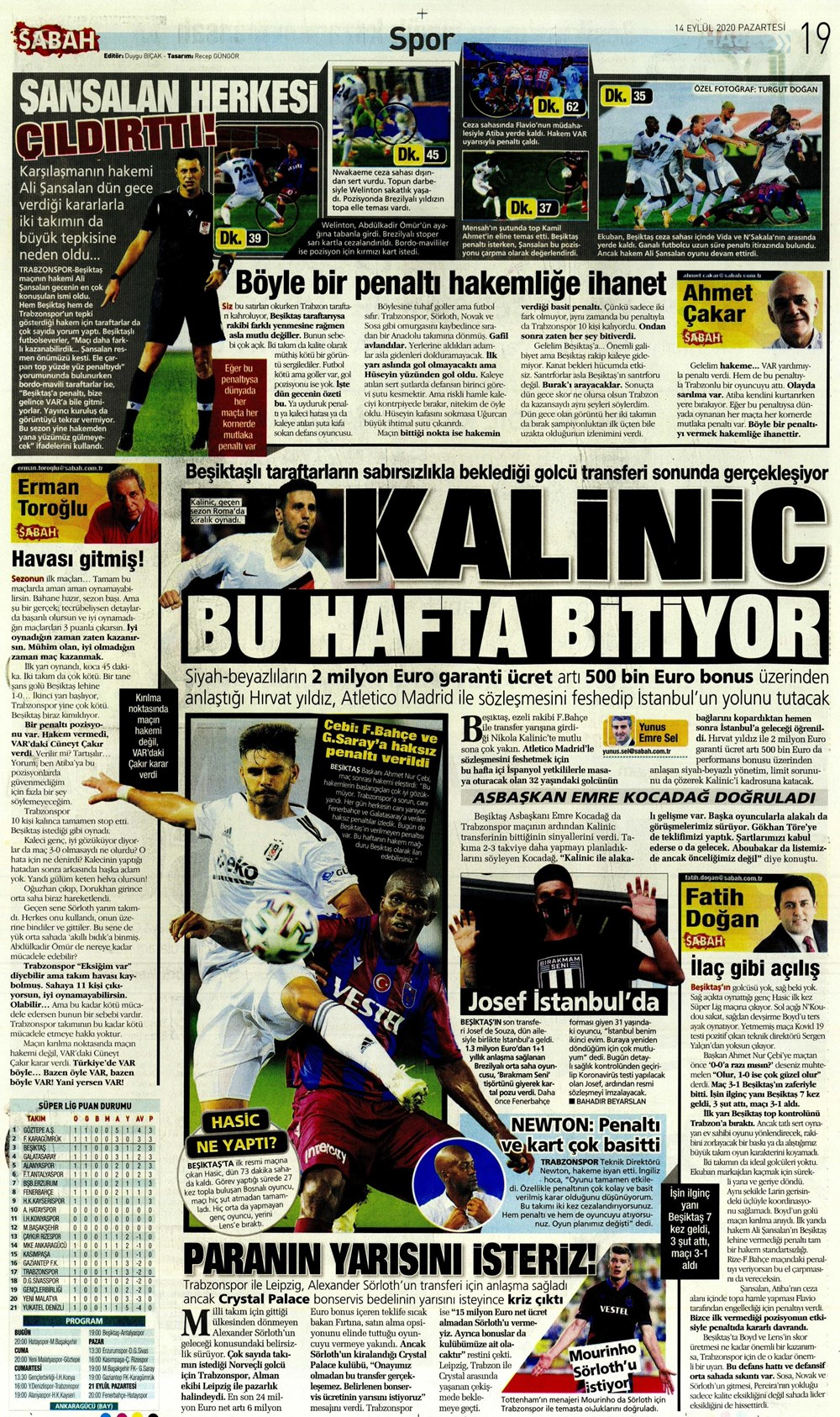 14 Eylül spor manşetleri | 14 Eylül spor gazetesi sayfaları 15