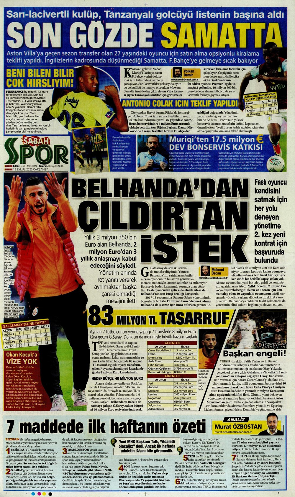 16 Eylül spor manşetleri | 16 Eylül spor gazetesi sayfaları 14