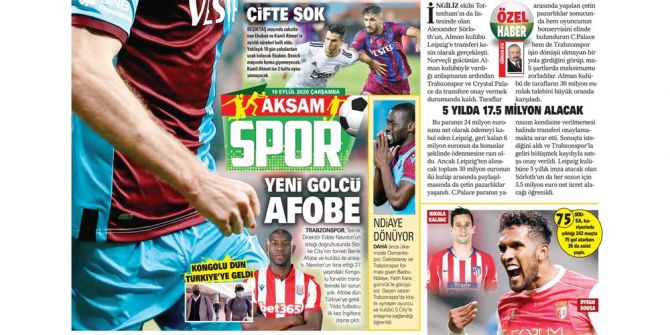 16 Eylül spor manşetleri | 16 Eylül spor gazetesi sayfaları