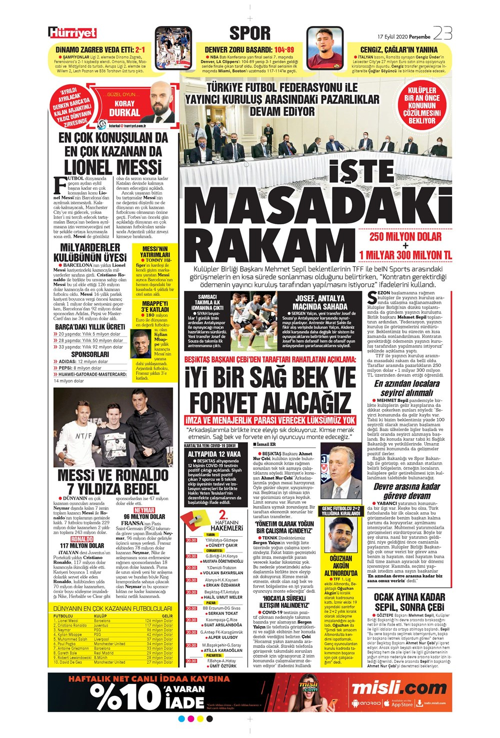 17 Eylül spor manşetleri | 17 Eylül spor gazetesi sayfaları 7