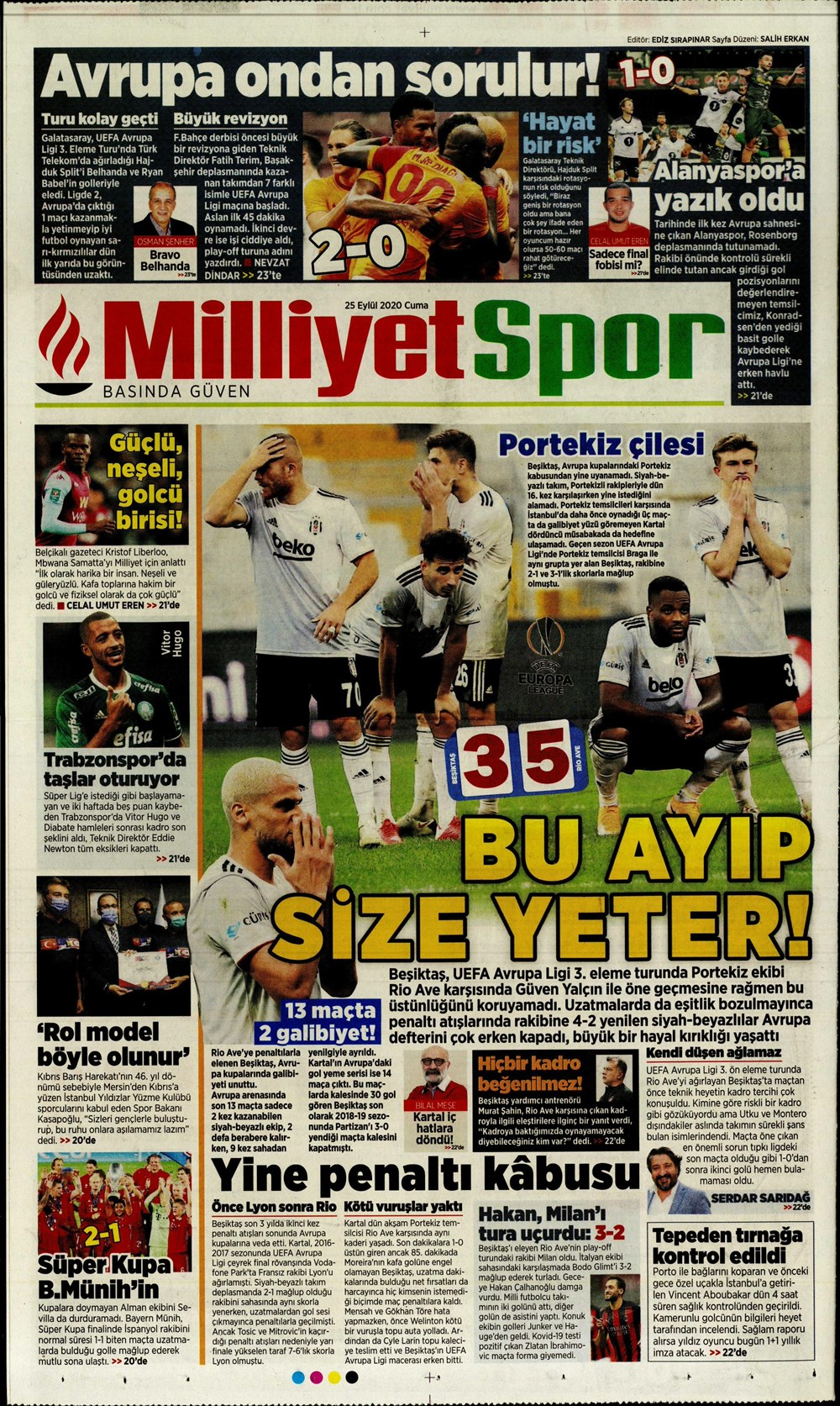 25 Eylül spor manşetleri | 25 Eylül spor gazetesi sayfaları 14